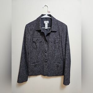 Villager‎ by Liz Claiborne women's 10 tweed jacket pockets button up collared